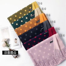 Load image into Gallery viewer, Fashion Autumn Winter Warm High Quality Long Soft Cashmere Hijabs Scarves Dot Pattern Tassels Elegant Thicken Wrap Shawl Ladies Lightweight Escharpe Soft Wool Cashmere Muffler For Women
