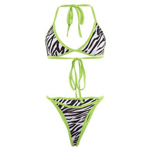 Load image into Gallery viewer, Fashion Bikini Set Bikinis Stripes Lace Up String Two-Piece Swimsuit Mini Bikini Swimwear Padded Two Piece Triangle Bikini Set Summer Breathable Beach Swimsuits For Women