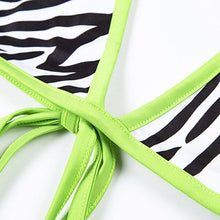 Load image into Gallery viewer, Fashion Bikini Set Bikinis Stripes Lace Up String Two-Piece Swimsuit Mini Bikini Swimwear Padded Two Piece Triangle Bikini Set Summer Breathable Beach Swimsuits For Women
