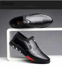 Load image into Gallery viewer, Fashion Black Men's Popular Casual Flat Shoes Outdoor Soft Soled Travel Sneakers Leather Business Non Slip Breathable Sneakers Loafers Comfort Walking Shoes For Business Work Office