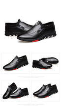 Load image into Gallery viewer, Fashion Black Men's Popular Casual Flat Shoes Outdoor Soft Soled Travel Sneakers Leather Business Non Slip Breathable Sneakers Loafers Comfort Walking Shoes For Business Work Office