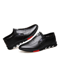 Load image into Gallery viewer, Fashion Black Men's Popular Casual Flat Shoes Outdoor Soft Soled Travel Sneakers Leather Business Non Slip Breathable Sneakers Loafers Comfort Walking Shoes For Business Work Office