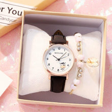 Load image into Gallery viewer, Fashion Childrens Set Bracelet Watch Student Watch Girl Leather Strap Quartz Watch Leather Strap Quartz Watch Children Set Bracelet Watch Leather Band Luxury Quartz Wristwatch
