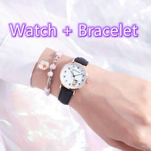 Load image into Gallery viewer, Fashion Childrens Set Bracelet Watch Student Watch Girl Leather Strap Quartz Watch Leather Strap Quartz Watch Children Set Bracelet Watch Leather Band Luxury Quartz Wristwatch