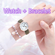 Load image into Gallery viewer, Fashion Childrens Set Bracelet Watch Student Watch Girl Leather Strap Quartz Watch Leather Strap Quartz Watch Children Set Bracelet Watch Leather Band Luxury Quartz Wristwatch