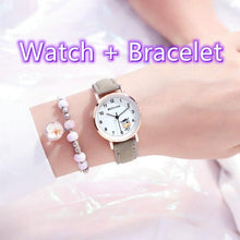 Load image into Gallery viewer, Fashion Childrens Set Bracelet Watch Student Watch Girl Leather Strap Quartz Watch Leather Strap Quartz Watch Children Set Bracelet Watch Leather Band Luxury Quartz Wristwatch