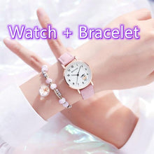 Load image into Gallery viewer, Fashion Childrens Set Bracelet Watch Student Watch Girl Leather Strap Quartz Watch Leather Strap Quartz Watch Children Set Bracelet Watch Leather Band Luxury Quartz Wristwatch