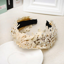 Load image into Gallery viewer, Fashion Girls Pearl Hairband White Black Lace Headband Women Artificial Pearls Hair Hoop Middle Knot Hair Accessories Gorgeous Hair Accessories For Women