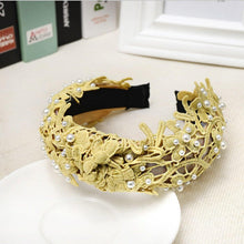 Load image into Gallery viewer, Fashion Girls Pearl Hairband White Black Lace Headband Women Artificial Pearls Hair Hoop Middle Knot Hair Accessories Gorgeous Hair Accessories For Women