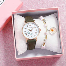 Load image into Gallery viewer, Fashion Girls Quartz Watches Bracelet Set Luminous Dial Watch Women Casual Leather Female Wrist Watch Leather Band Thin Minimalist Casual Simple Dress Quartz Analog Watch