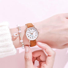 Load image into Gallery viewer, Fashion Girls Quartz Watches Bracelet Set Luminous Dial Watch Women Casual Leather Female Wrist Watch Leather Band Thin Minimalist Casual Simple Dress Quartz Analog Watch