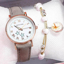 Load image into Gallery viewer, Fashion Girls Quartz Watches Bracelet Set Luminous Dial Watch Women Casual Leather Female Wrist Watch Leather Band Thin Minimalist Casual Simple Dress Quartz Analog Watch