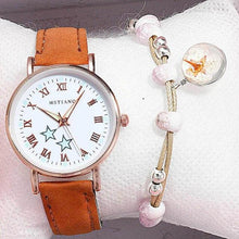 Load image into Gallery viewer, Fashion Girls Quartz Watches Bracelet Set Luminous Dial Watch Women Casual Leather Female Wrist Watch Leather Band Thin Minimalist Casual Simple Dress Quartz Analog Watch