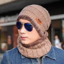Load image into Gallery viewer, Fashion Knitted Winter Hats For Men Thick and Warm Men Winter Hat Black Autumn Beanie Hat Men Wool Ski Hats Beanies Bonnet Scarf Hat Set Outdoor Sport Warm Beanies Hat For Men Knitted Hats Bandana Hiking Camping Kid Neck Warmer Cap