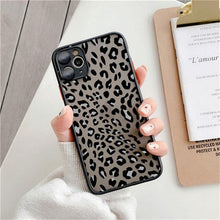 Load image into Gallery viewer, Fashion Leopard Pattern Case For iPhone 13 14 Pro MaxXS Max XR X Shockproof Cover Clear Bumper Women Girl Phone Case Cover with Black Leopard Print Designed for iPhone