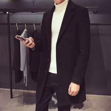 Load image into Gallery viewer, Fashion Men Casual Coat Luxury Business Trench Coat Men's Unique Style Coats Jackets Classic Windproof Simple Overcoat Long Oversized Coat Jacket