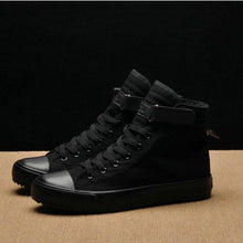 Load image into Gallery viewer, Fashion New Mens Light Breathable Canvas Casual Black White High Top Solid Color Sneakers Shoes Vulcanized Mens Sports Walking Jogging Non Slip Athletic Sneakers