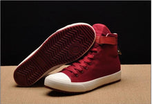 Load image into Gallery viewer, Fashion New Mens Light Breathable Canvas Casual Black White High Top Solid Color Sneakers Shoes Vulcanized Mens Sports Walking Jogging Non Slip Athletic Sneakers