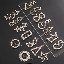 Load image into Gallery viewer, Fashion Pearl Hair Clip Women Girls Elegant Design Triangular Star Round Hairpin Barrette Hair Pins Ponytail Gorgeous Hair Accessories For Women