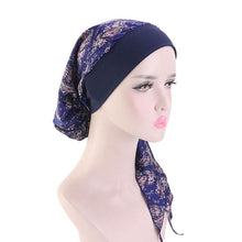 Load image into Gallery viewer, Fashion Printed Flowers Soft Beanie Turban Hat Inner Hijabs Cap Muslim Head Scarf Turban Bonnet Ladies Wrap Under Hijab Caps For Women