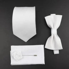 Load image into Gallery viewer, Fashion Red Business Necktie Matching Bowtie Flower Vintage Design Set For Men Self-Tie Bow Tie And Pocket Square Classic Business Tuxedo Wedding Bowties Handkerchief Set Men Necktie And Pocket Square Set