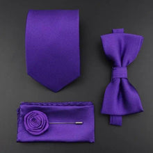 Load image into Gallery viewer, Fashion Red Business Necktie Matching Bowtie Flower Vintage Design Set For Men Self-Tie Bow Tie And Pocket Square Classic Business Tuxedo Wedding Bowties Handkerchief Set Men Necktie And Pocket Square Set