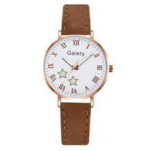 Load image into Gallery viewer, Fashion Set Watch Casual All-Match Leather Strap Student Watch Luminous Five-Pointed Star Dial Childrens Luminous Watch Women Casual Leather Female Wrist Watch Leather Band Quartz Watch