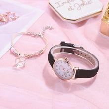 Load image into Gallery viewer, Fashion Set Watch Casual All-Match Leather Strap Student Watch Luminous Five-Pointed Star Dial Childrens Luminous Watch Women Casual Leather Female Wrist Watch Leather Band Quartz Watch