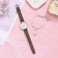Load image into Gallery viewer, Fashion Set Watch Casual All-Match Leather Strap Student Watch Luminous Five-Pointed Star Dial Childrens Luminous Watch Women Casual Leather Female Wrist Watch Leather Band Quartz Watch