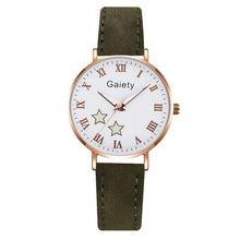 Load image into Gallery viewer, Fashion Set Watch Casual All-Match Leather Strap Student Watch Luminous Five-Pointed Star Dial Childrens Luminous Watch Women Casual Leather Female Wrist Watch Leather Band Quartz Watch