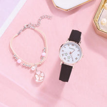 Load image into Gallery viewer, Fashion Set Watch Casual All-Match Leather Strap Student Watch Luminous Five-Pointed Star Dial Childrens Luminous Watch Women Casual Leather Female Wrist Watch Leather Band Quartz Watch
