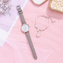 Load image into Gallery viewer, Fashion Set Watch Casual All-Match Leather Strap Student Watch Luminous Five-Pointed Star Dial Childrens Luminous Watch Women Casual Leather Female Wrist Watch Leather Band Quartz Watch