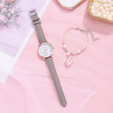 Load image into Gallery viewer, Fashion Set Watch Casual All-Match Leather Strap Student Watch Luminous Five-Pointed Star Dial Childrens Luminous Watch Women Casual Leather Female Wrist Watch Leather Band Quartz Watch