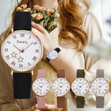 Load image into Gallery viewer, Fashion Set Watch Casual All-Match Leather Strap Student Watch Luminous Five-Pointed Star Dial Childrens Luminous Watch Women Casual Leather Female Wrist Watch Leather Band Quartz Watch