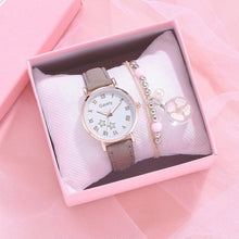 Load image into Gallery viewer, Fashion Set Watch Casual All-Match Leather Strap Student Watch Luminous Five-Pointed Star Dial Childrens Luminous Watch Women Casual Leather Female Wrist Watch Leather Band Quartz Watch
