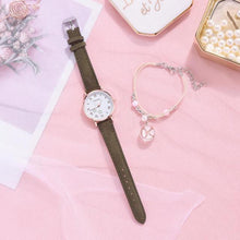 Load image into Gallery viewer, Fashion Set Watch Casual All-Match Leather Strap Student Watch Luminous Five-Pointed Star Dial Childrens Luminous Watch Women Casual Leather Female Wrist Watch Leather Band Quartz Watch