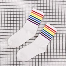 Load image into Gallery viewer, Fashion Socks Cotton Rainbow Color Black And White Christmas Gift Classic Warm Casual Tide Harajuku Funny Cute Pop Korean Socks Short Socks For Men And Women