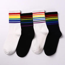 Load image into Gallery viewer, Fashion Socks Cotton Rainbow Color Black And White Christmas Gift Classic Warm Casual Tide Harajuku Funny Cute Pop Korean Socks Short Socks For Men And Women