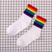 Load image into Gallery viewer, Fashion Socks Cotton Rainbow Color Black And White Christmas Gift Classic Warm Casual Tide Harajuku Funny Cute Pop Korean Socks Short Socks For Men And Women