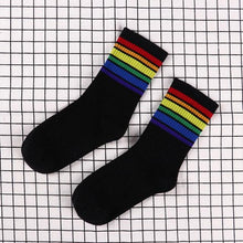 Load image into Gallery viewer, Fashion Socks Cotton Rainbow Color Black And White Christmas Gift Classic Warm Casual Tide Harajuku Funny Cute Pop Korean Socks Short Socks For Men And Women