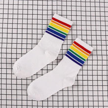 Load image into Gallery viewer, Fashion Socks Cotton Rainbow Color Black And White Christmas Gift Classic Warm Casual Tide Harajuku Funny Cute Pop Korean Socks Short Socks For Men And Women
