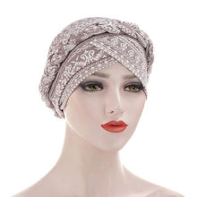 Load image into Gallery viewer, Fashion Soft Cotton Print Braid Turban Lightweight Muslim Turbans Head For Women Women's Hijabs Caps Hat Lightweight Inner Hijab Caps Elegant Arab Wrap Head Scarves Turban Scarf For Women