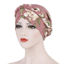 Load image into Gallery viewer, Fashion Soft Cotton Print Braid Turban Lightweight Muslim Turbans Head For Women Women's Hijabs Caps Hat Lightweight Inner Hijab Caps Elegant Arab Wrap Head Scarves Turban Scarf For Women