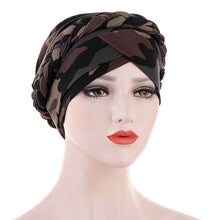 Load image into Gallery viewer, Fashion Soft Cotton Print Braid Turban Lightweight Muslim Turbans Head For Women Women's Hijabs Caps Hat Lightweight Inner Hijab Caps Elegant Arab Wrap Head Scarves Turban Scarf For Women