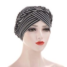 Load image into Gallery viewer, Fashion Soft Cotton Print Braid Turban Lightweight Muslim Turbans Head For Women Women's Hijabs Caps Hat Lightweight Inner Hijab Caps Elegant Arab Wrap Head Scarves Turban Scarf For Women