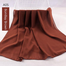 Load image into Gallery viewer, Fashion Soft Long Plain High Quality Premium Heavy Lightweight Elegant Chiffon Hijab Scarf Scarves Hijabs Lightweight Islamic Head Wear Escharpe Shawls Long Shawls For Women