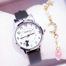 Load image into Gallery viewer, Fashion Student Girl Watch Cute Little Cat Watch Kids Children Quartz Watch Unisex Wrist Watches Stainless Steel Dial Leather Strap Watches Quartz Fashion Simple Cute Watches For Women