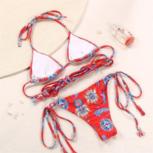 Load image into Gallery viewer, Fashion Swimwear Women Bikini Sets Women Lace Up Two Piece String Bikinis Beach Swimsuit Triangle Bathing Suit Side Tie Swimwear String Swimming Suit For Women Bathing Suit Micro Halter String Triangle Bikini