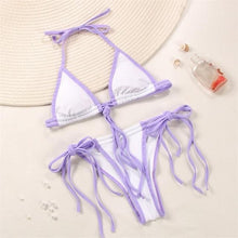 Load image into Gallery viewer, Fashion Swimwear Women Bikini Sets Women Lace Up Two Piece String Bikinis Beach Swimsuit Triangle Bathing Suit Side Tie Swimwear String Swimming Suit For Women Bathing Suit Micro Halter String Triangle Bikini