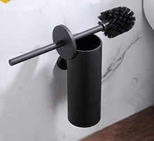 Load image into Gallery viewer, Fashion Toilet Cleaning Brush Holder Sets Wall Mount Stainless Steel Bathroom Accessories Hardware Black Chrome Toilet Bowl Brush with Stainless Steel Handle Durable Bristles Deep Cleaning Compact Bathroom Brush Save Space Good Grip Anti-Drip